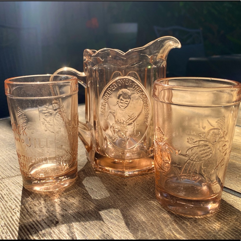 Tiara Pink Glass Children’s Set Pitcher Glass